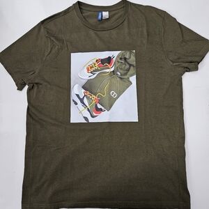 New Men H&M Olive Green Graphic T-Shirt